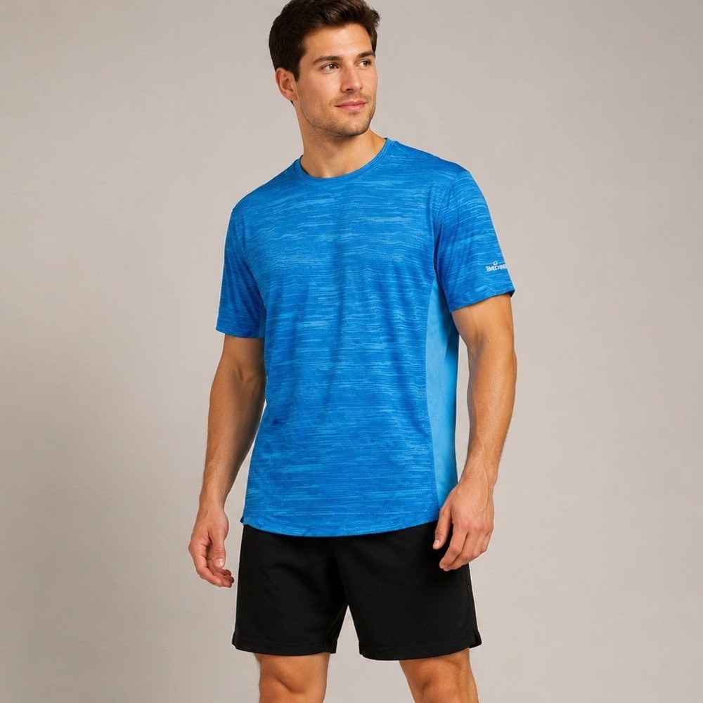 Spalding Performance Shirt Men M Blue Colorblock Athletic Gym Training NWT